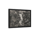 Side Mockup 6. Nature Waterfall Monochrome Waterfall shown as stretched canvas wall art