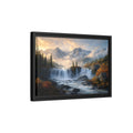 Side Mockup 6. Nature Waterfall Mountain Waterfall Autumn shown as stretched canvas wall art