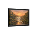 Side Mockup 6. Nature Waterfall Tropical Waterfall Sunset shown as stretched canvas wall art