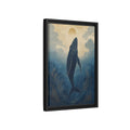 Side Mockup 6. Nature Whale Blue And Gold Whale shown as stretched canvas wall art