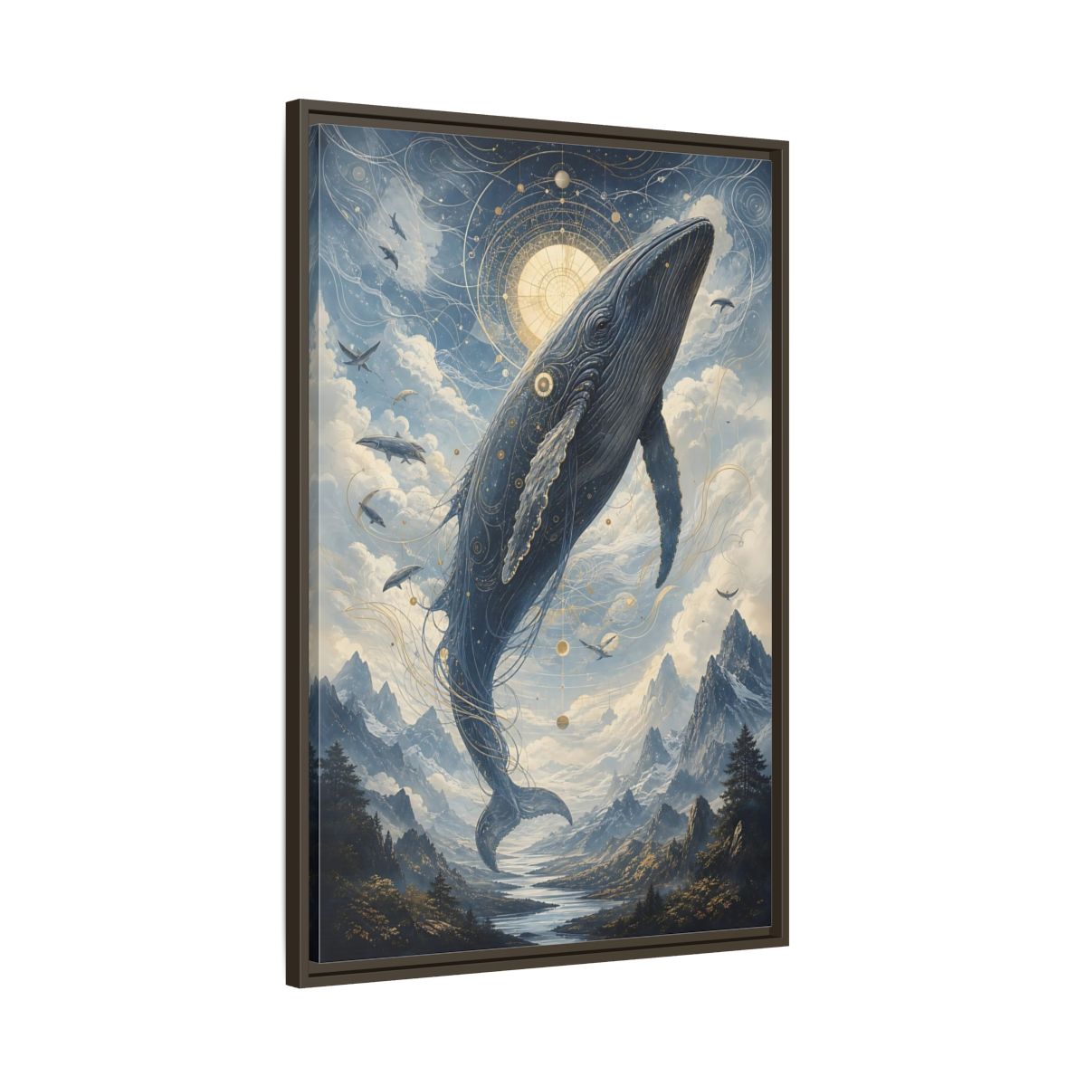 Main Mockup. Nature Whale Blue Whale Art shown as stretched canvas wall art
