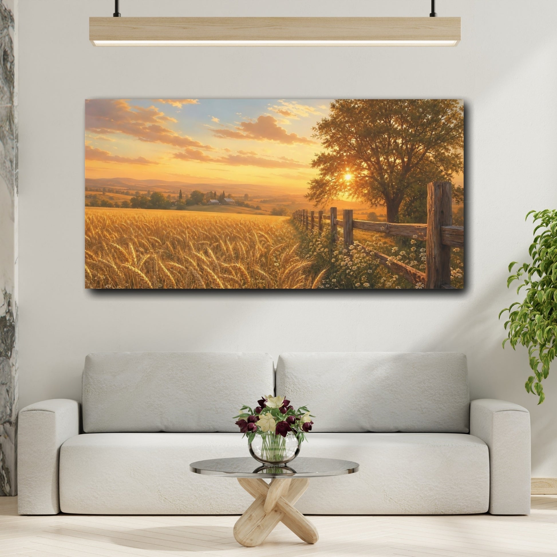 Mockup 2. Nature Wheat Field Golden Wheat Field shown as stretched canvas wall art