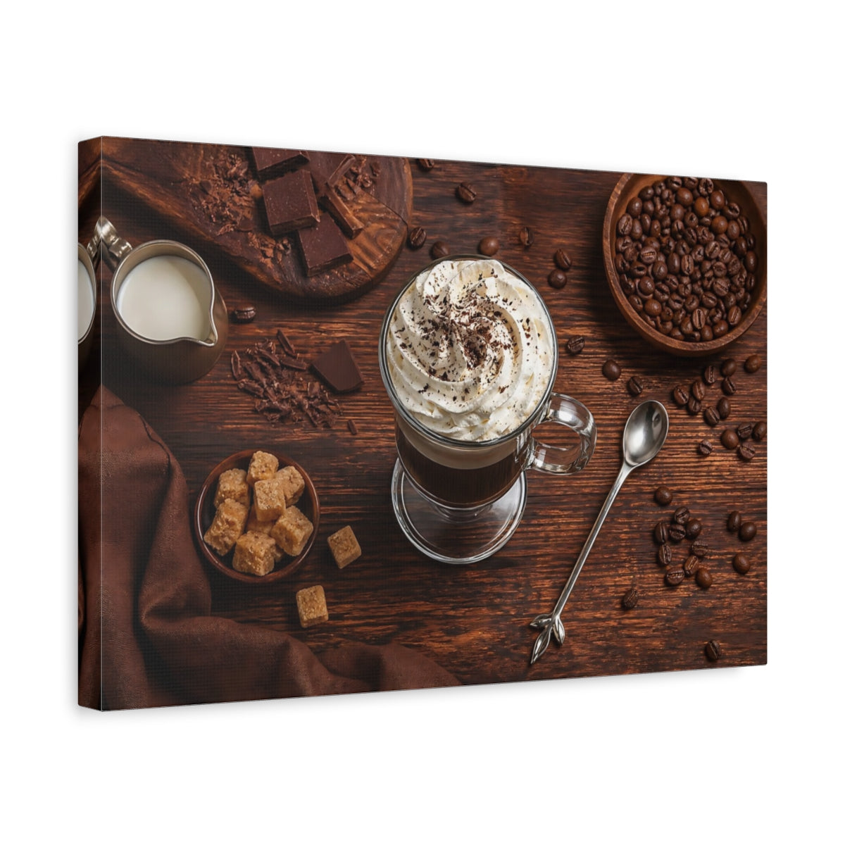 Side Mockup 4. Nature Whipped Coffee Coffee And Chocolate shown as stretched canvas wall art