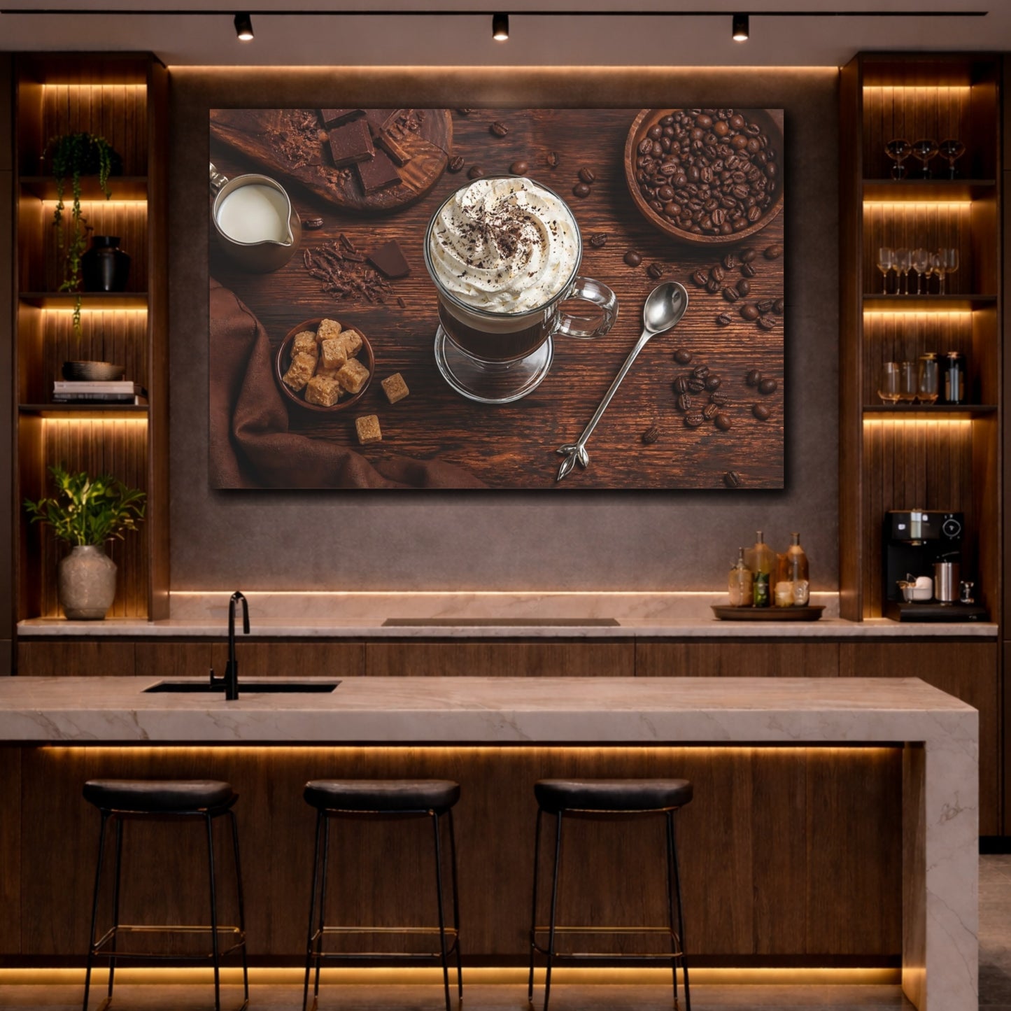 Mockup 2. Nature Whipped Coffee Coffee And Chocolate shown as stretched canvas wall art