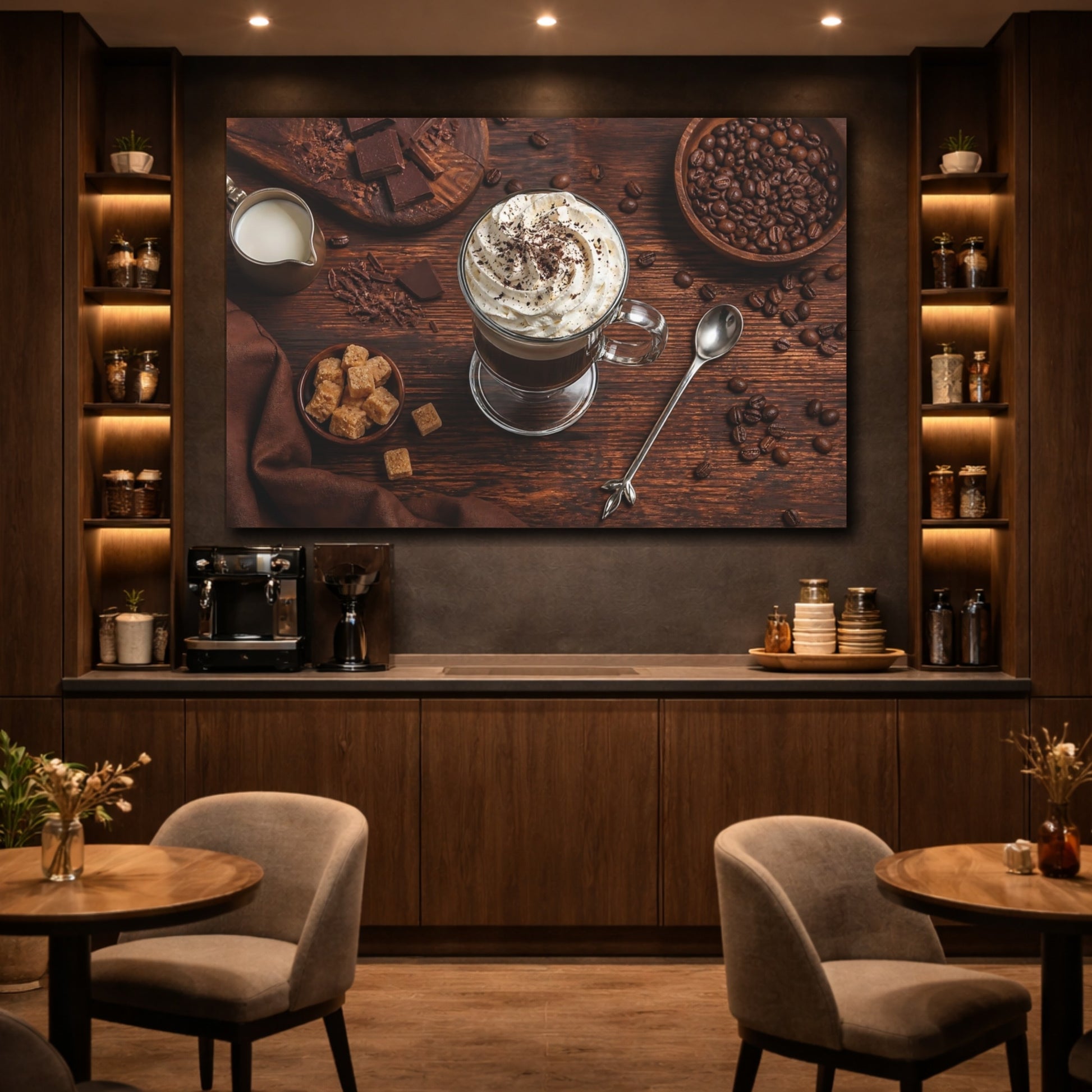 Mockup 4. Nature Whipped Coffee Coffee And Chocolate shown as stretched canvas wall art