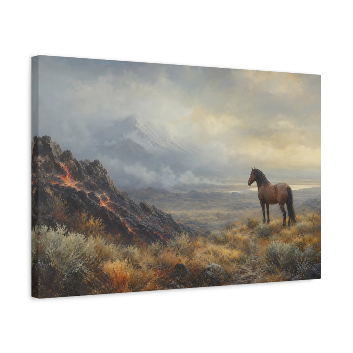 Side Mockup 3. Nature Wild Horse Wild Horse Landscape shown as stretched canvas wall art