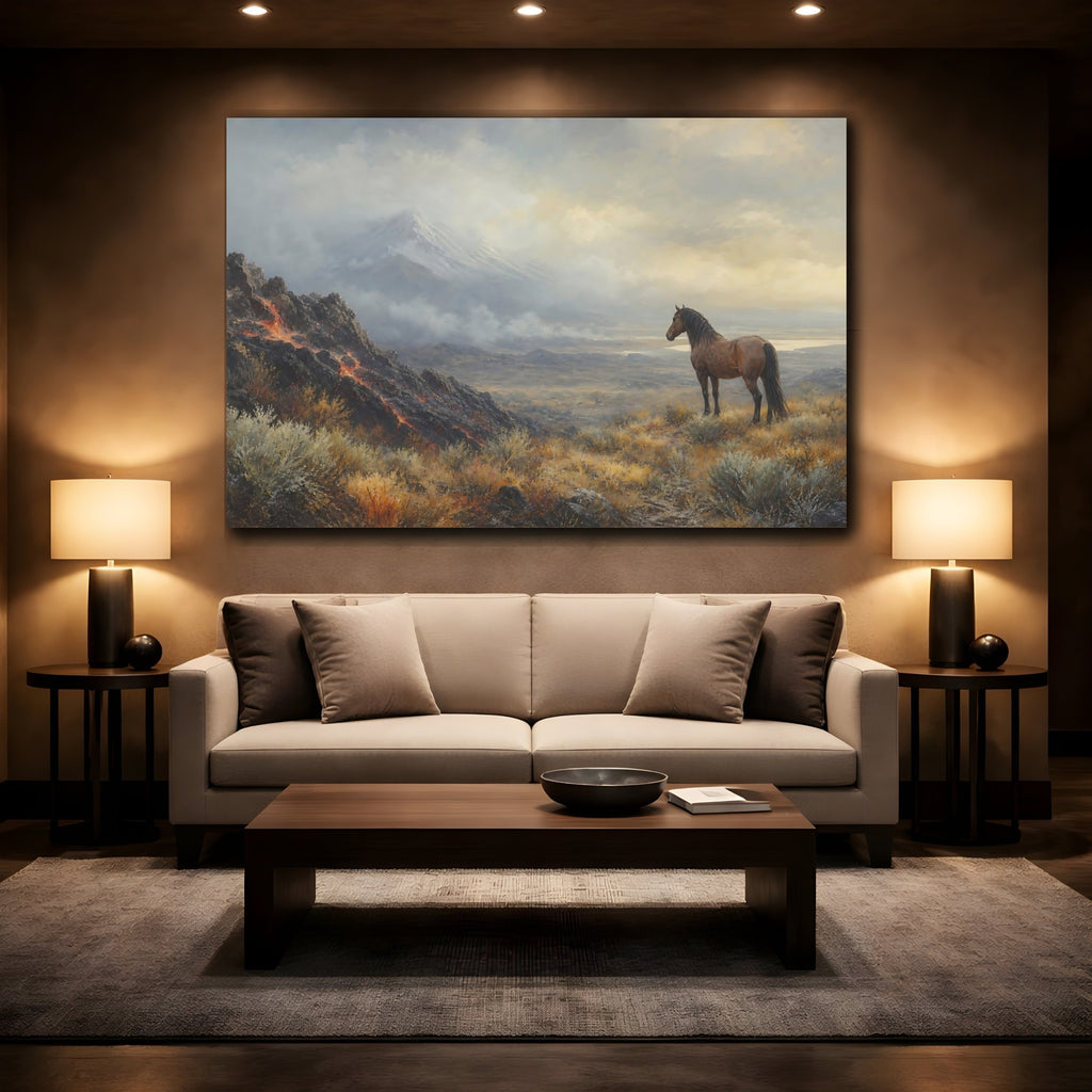 Mockup 2. Nature Wild Horse Wild Horse Landscape shown as stretched canvas wall art