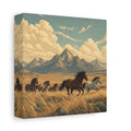 Side Mockup 2. Nature Wild Horses Wild Horses Landscape shown as stretched canvas wall art