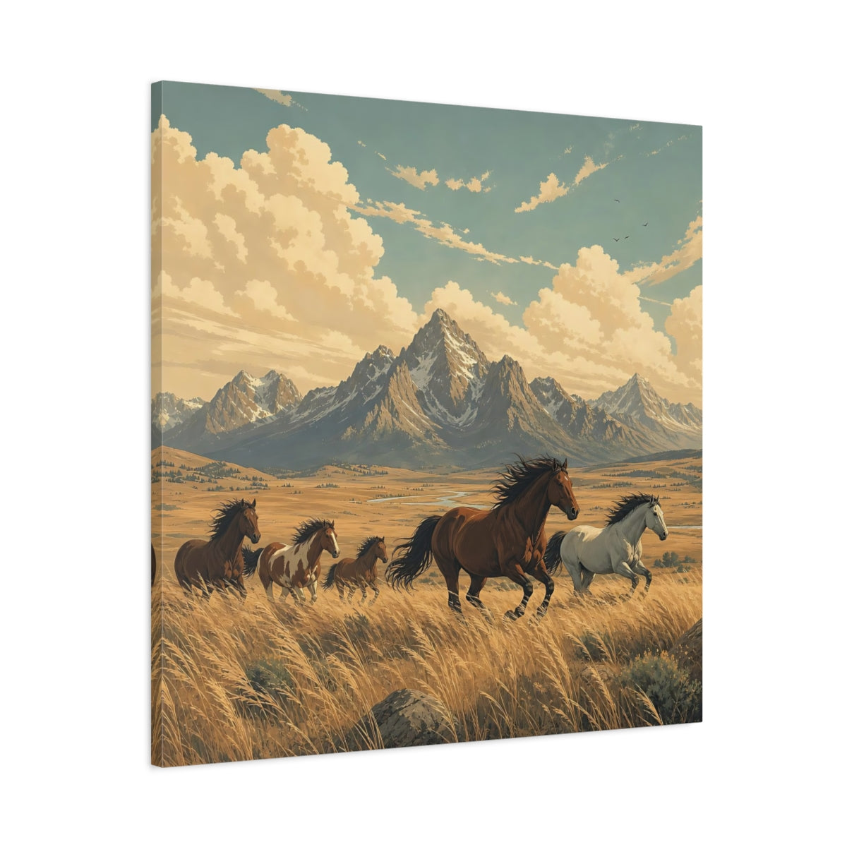 Main Mockup. Nature Wild Horses Wild Horses Landscape shown as stretched canvas wall art