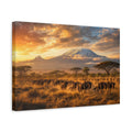 Side Mockup 4. Nature Wildebeest Herd Golden Safari shown as stretched canvas wall art