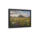 Side Mockup 6. Nature Wildflower Field Industrial Meadow Art shown as stretched canvas wall art