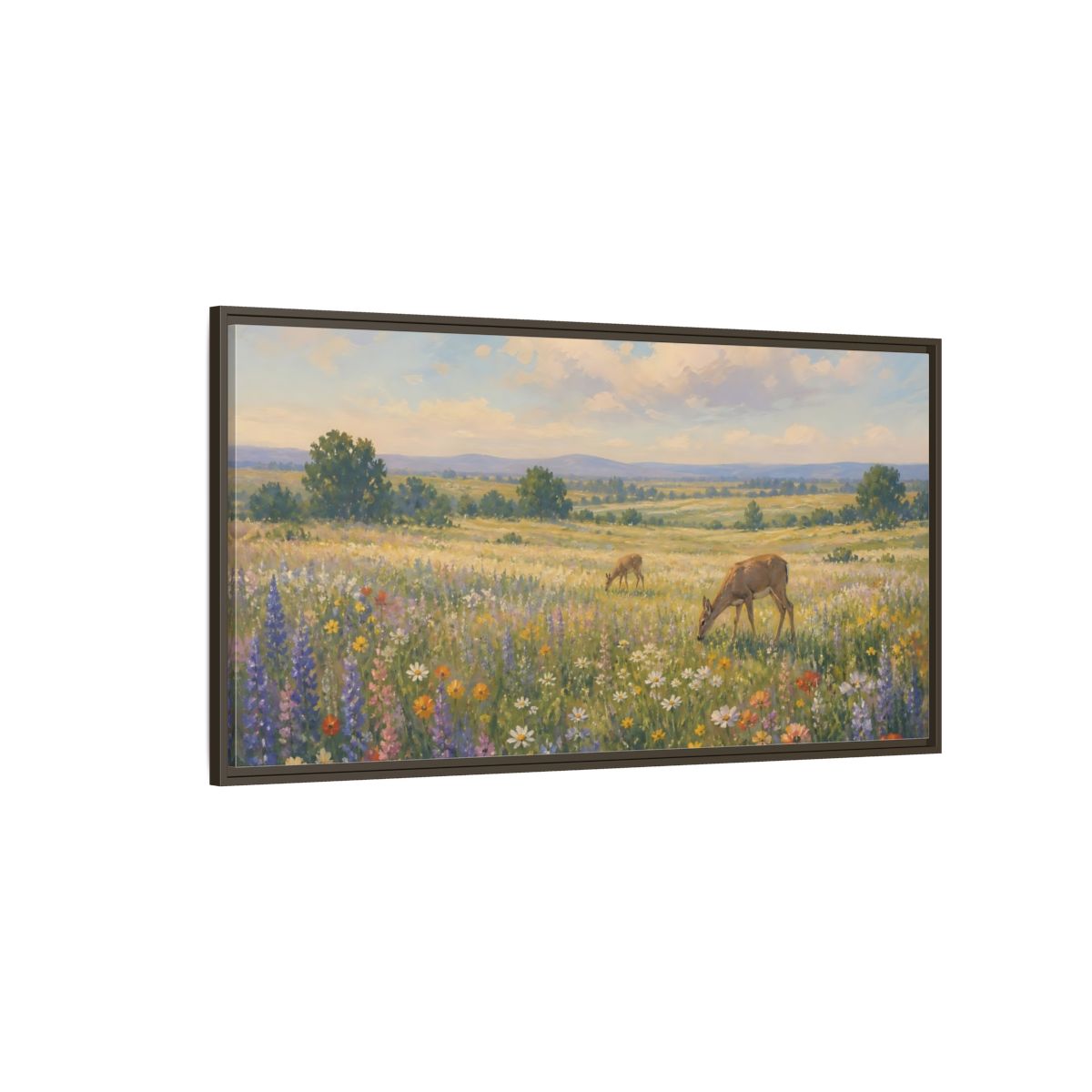 Side Mockup 4. Nature Wildflower Meadow Colorful Meadow shown as stretched canvas wall art
