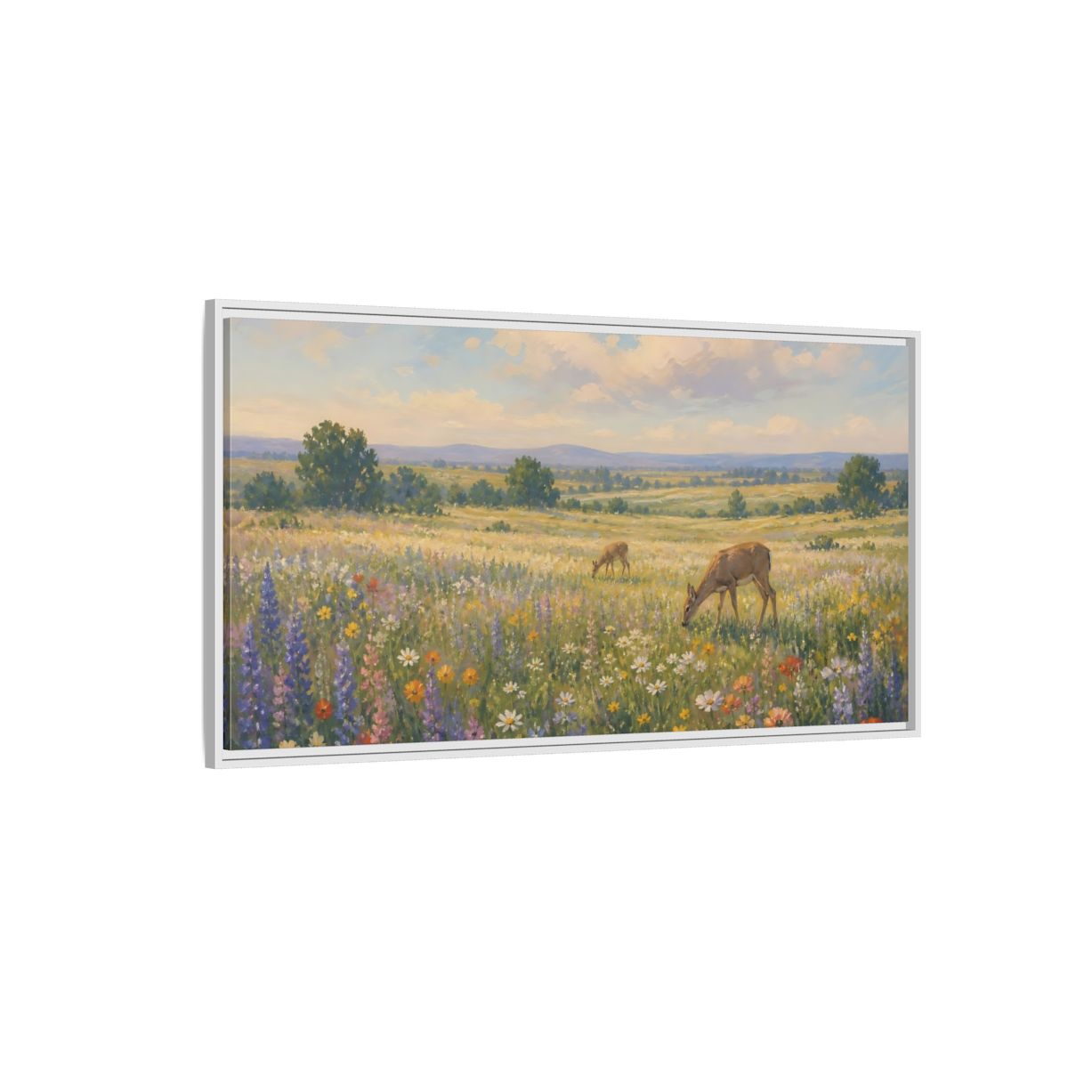 Side Mockup 3. Nature Wildflower Meadow Colorful Meadow shown as stretched canvas wall art