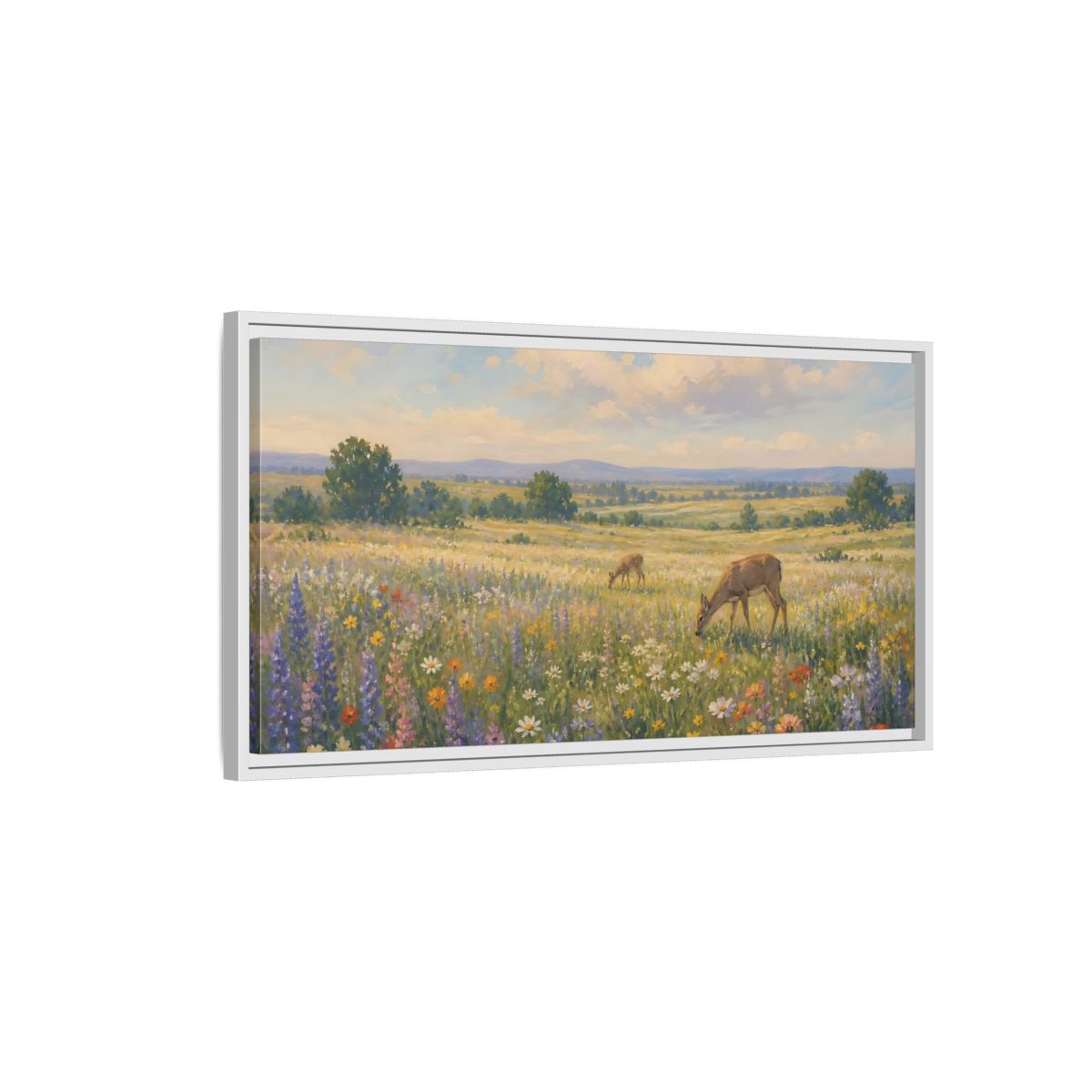 Side Mockup 1. Nature Wildflower Meadow Colorful Meadow shown as stretched canvas wall art