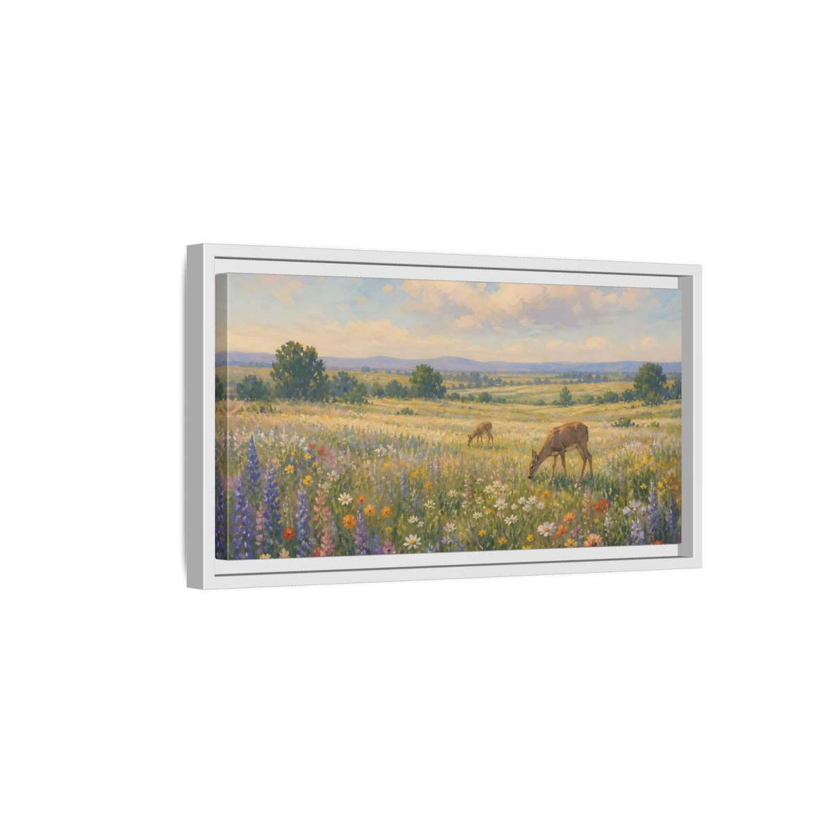 Side Mockup 6. Nature Wildflower Meadow Colorful Meadow shown as stretched canvas wall art