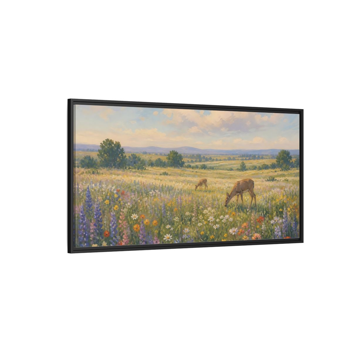 Side Mockup 5. Nature Wildflower Meadow Colorful Meadow shown as stretched canvas wall art