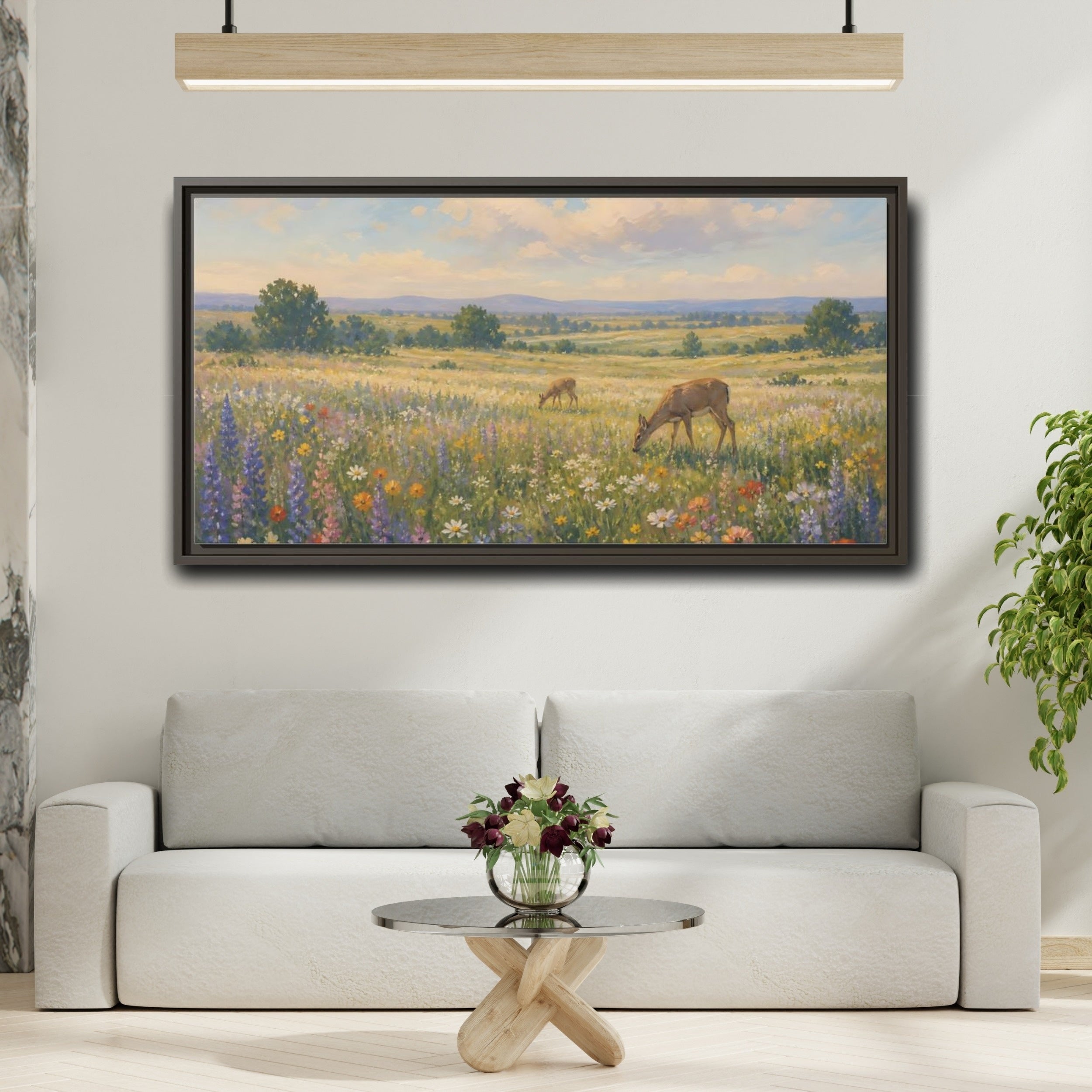 Mockup 2. Nature Wildflower Meadow Colorful Meadow shown as stretched canvas wall art