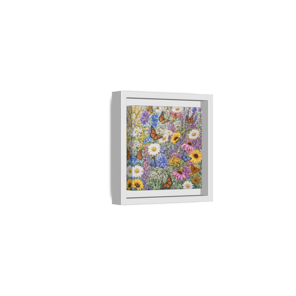 Side Mockup 22. Nature Wildflowers, Butterflies Vibrant Wildflowers shown as stretched canvas wall art