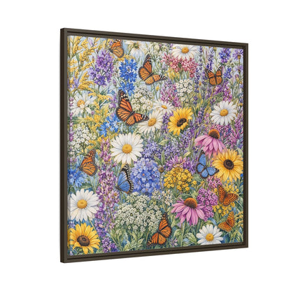 Side Mockup 8. Nature Wildflowers, Butterflies Vibrant Wildflowers shown as stretched canvas wall art