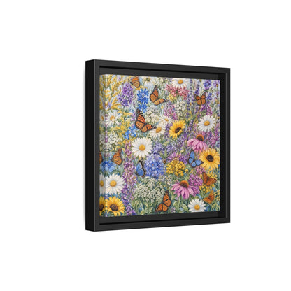Side Mockup 21. Nature Wildflowers, Butterflies Vibrant Wildflowers shown as stretched canvas wall art