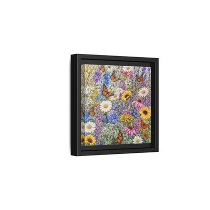 Side Mockup 3. Nature Wildflowers, Butterflies Vibrant Wildflowers shown as stretched canvas wall art