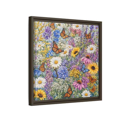 Side Mockup 14. Nature Wildflowers, Butterflies Vibrant Wildflowers shown as stretched canvas wall art