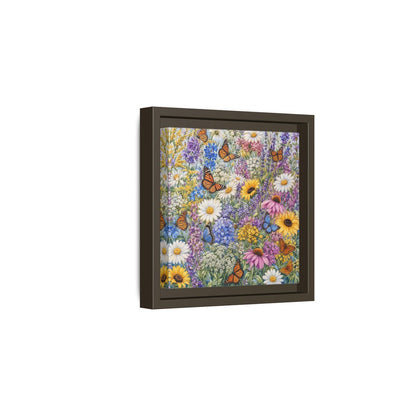 Side Mockup 2. Nature Wildflowers, Butterflies Vibrant Wildflowers shown as stretched canvas wall art
