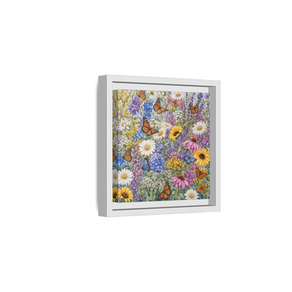 Side Mockup 1. Nature Wildflowers, Butterflies Vibrant Wildflowers shown as stretched canvas wall art