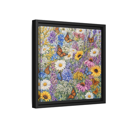 Side Mockup 18. Nature Wildflowers, Butterflies Vibrant Wildflowers shown as stretched canvas wall art