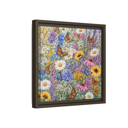 Side Mockup 17. Nature Wildflowers, Butterflies Vibrant Wildflowers shown as stretched canvas wall art
