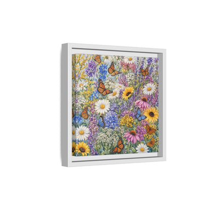 Side Mockup 19. Nature Wildflowers, Butterflies Vibrant Wildflowers shown as stretched canvas wall art