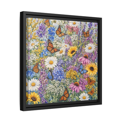 Side Mockup 32. Nature Wildflowers, Butterflies Vibrant Wildflowers shown as stretched canvas wall art