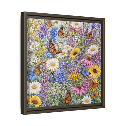 Side Mockup 29. Nature Wildflowers, Butterflies Vibrant Wildflowers shown as stretched canvas wall art