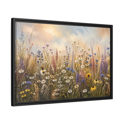 Side Mockup 14. Nature Wildflowers Colorful Wildflower Field shown as stretched canvas wall art