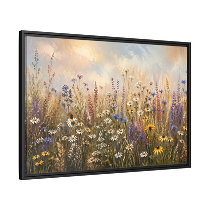 Side Mockup 13. Nature Wildflowers Colorful Wildflower Field shown as stretched canvas wall art