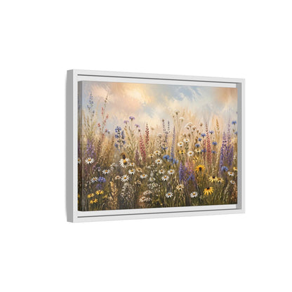 Side Mockup 4. Nature Wildflowers Colorful Wildflower Field shown as stretched canvas wall art