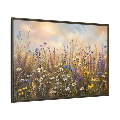 Side Mockup 8. Nature Wildflowers Colorful Wildflower Field shown as stretched canvas wall art