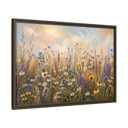 Side Mockup 11. Nature Wildflowers Colorful Wildflower Field shown as stretched canvas wall art