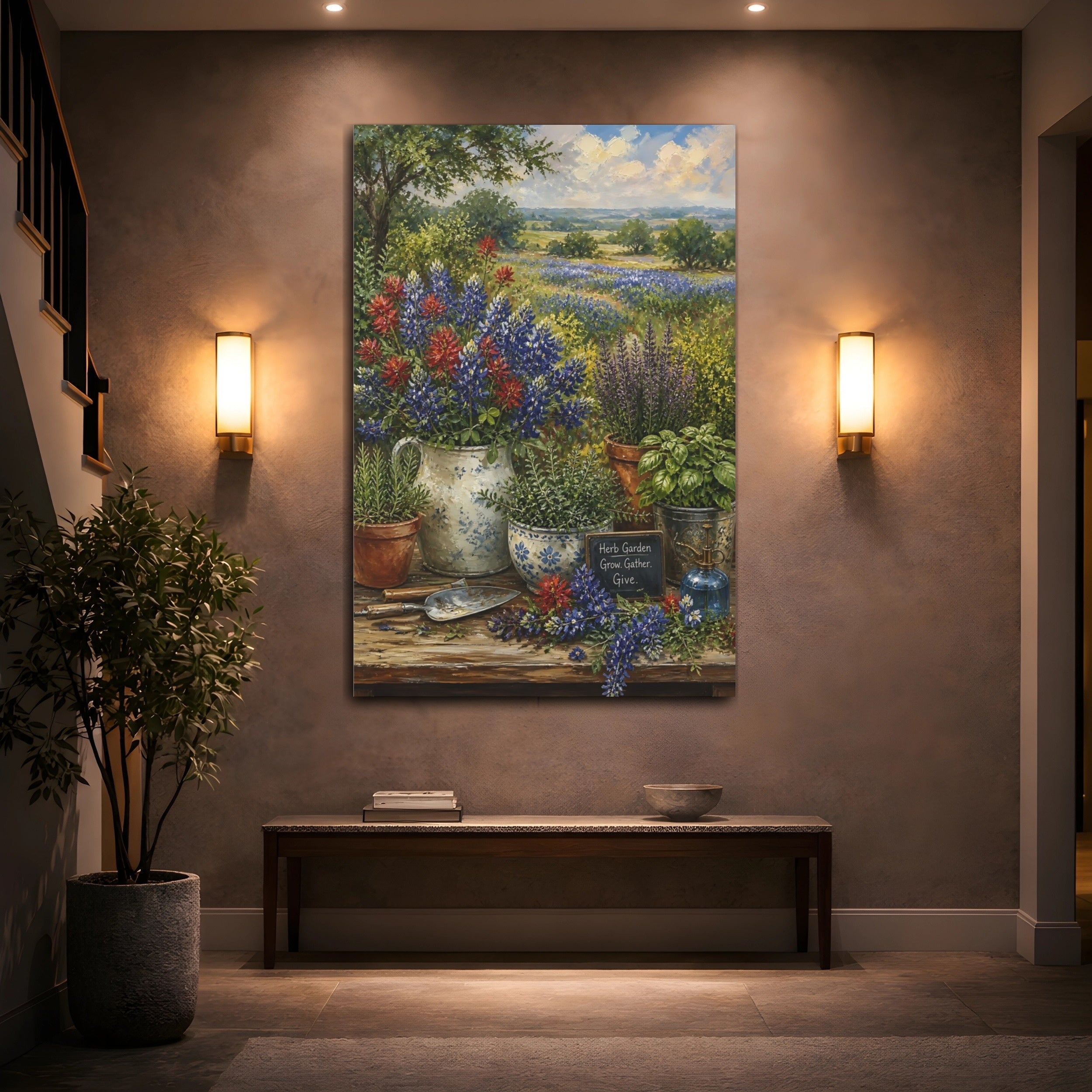 Mockup 2. Nature Wildflowers Colorful Garden shown as stretched canvas wall art