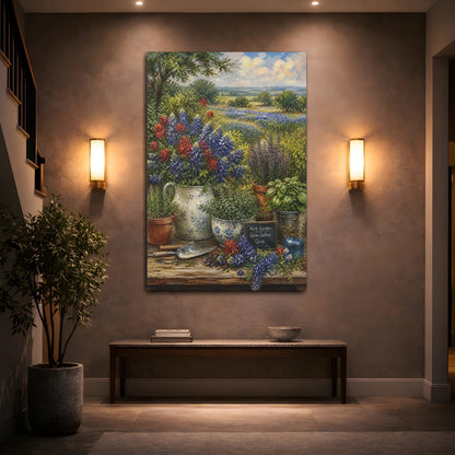 Mockup 2. Nature Wildflowers Colorful Garden shown as stretched canvas wall art