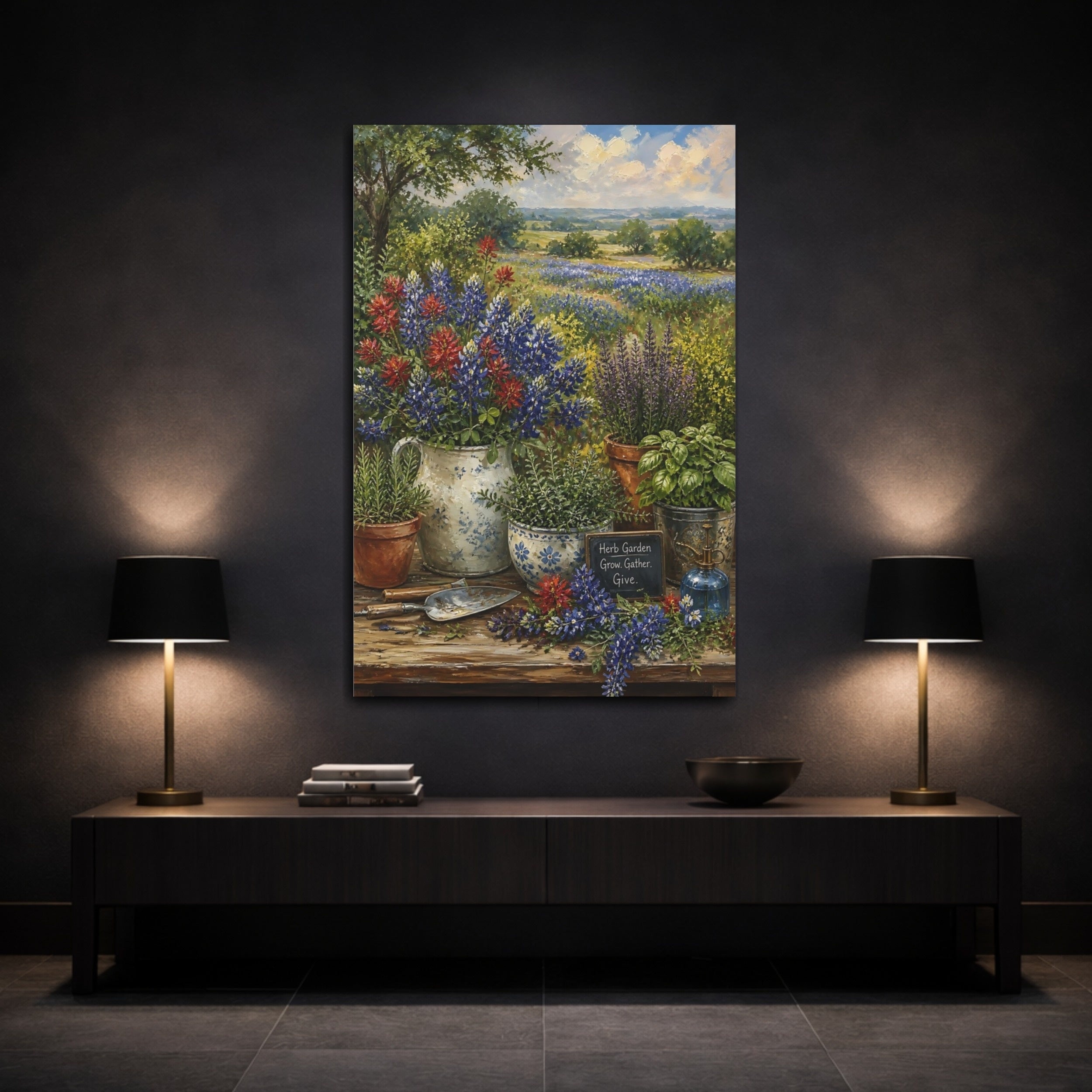 Mockup 3. Nature Wildflowers Colorful Garden shown as stretched canvas wall art
