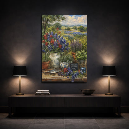 Mockup 3. Nature Wildflowers Colorful Garden shown as stretched canvas wall art