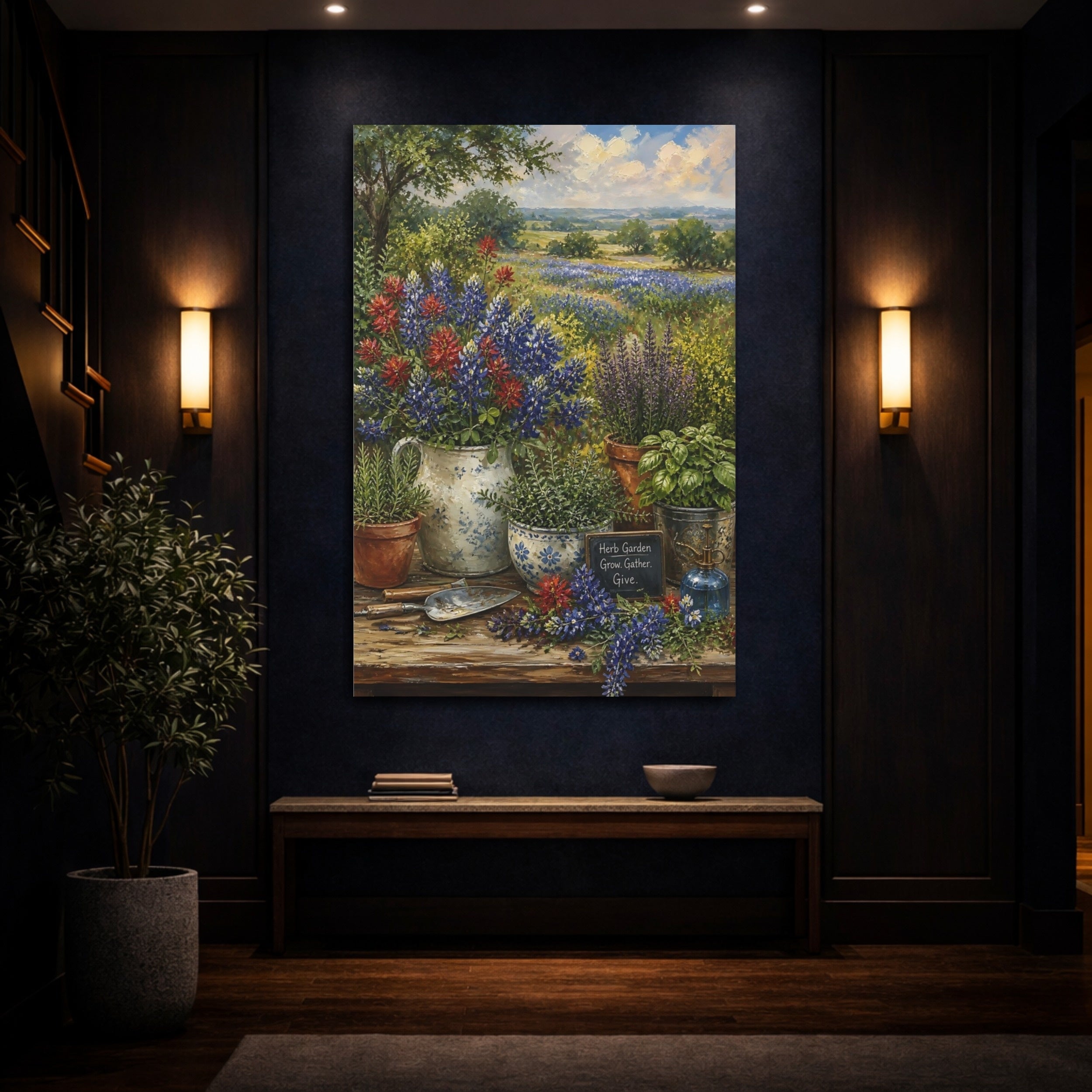 Mockup 4. Nature Wildflowers Colorful Garden shown as stretched canvas wall art