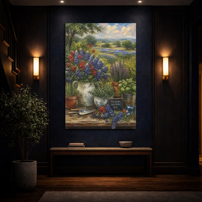 Mockup 4. Nature Wildflowers Colorful Garden shown as stretched canvas wall art