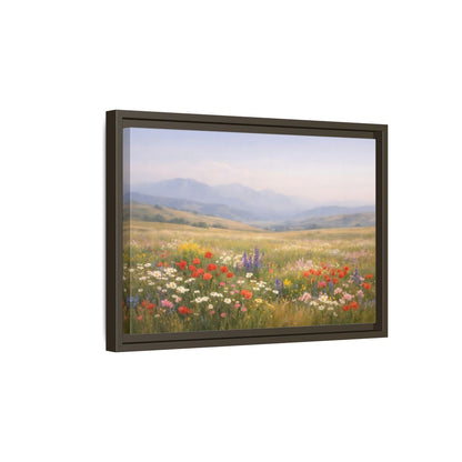 Side Mockup 5. Nature Wildflowers Colorful Meadow shown as stretched canvas wall art