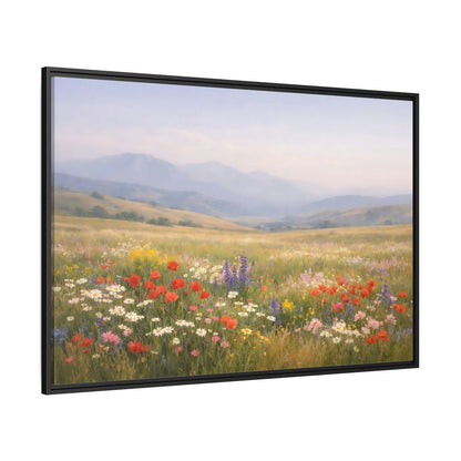 Side Mockup 12. Nature Wildflowers Colorful Meadow shown as stretched canvas wall art