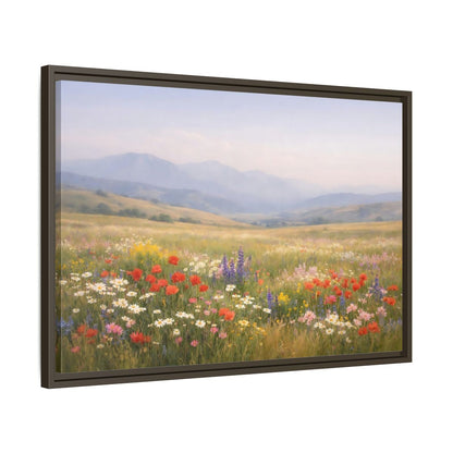 Side Mockup 11. Nature Wildflowers Colorful Meadow shown as stretched canvas wall art