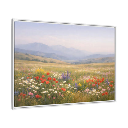 Side Mockup 7. Nature Wildflowers Colorful Meadow shown as stretched canvas wall art