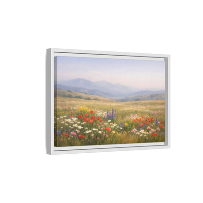 Side Mockup 4. Nature Wildflowers Colorful Meadow shown as stretched canvas wall art