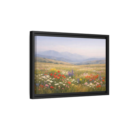 Side Mockup 6. Nature Wildflowers Colorful Meadow shown as stretched canvas wall art